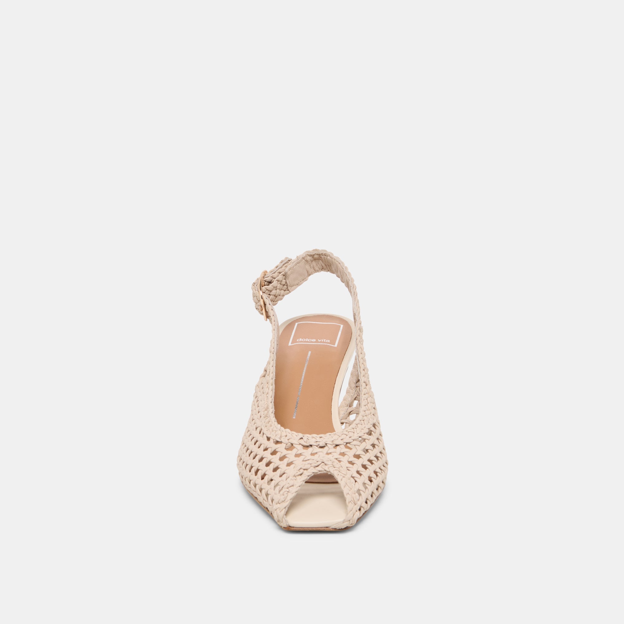 REMLA Bone Woven Leather Peep-Toe Kitten Heel / Dolce Vita