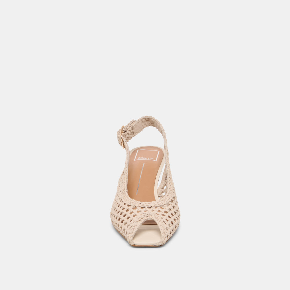 REMLA Bone Woven Leather Peep-Toe Kitten Heel / Dolce Vita