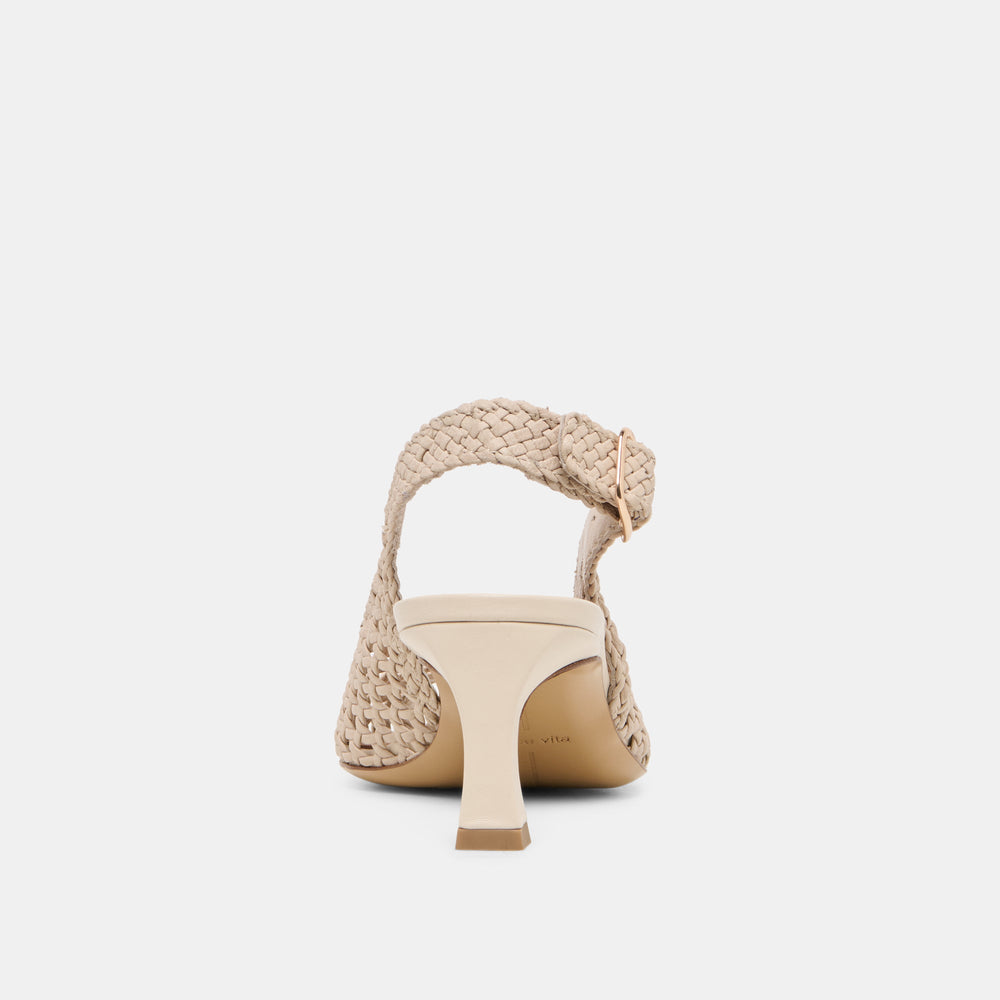 REMLA Bone Woven Leather Peep-Toe Kitten Heel / Dolce Vita