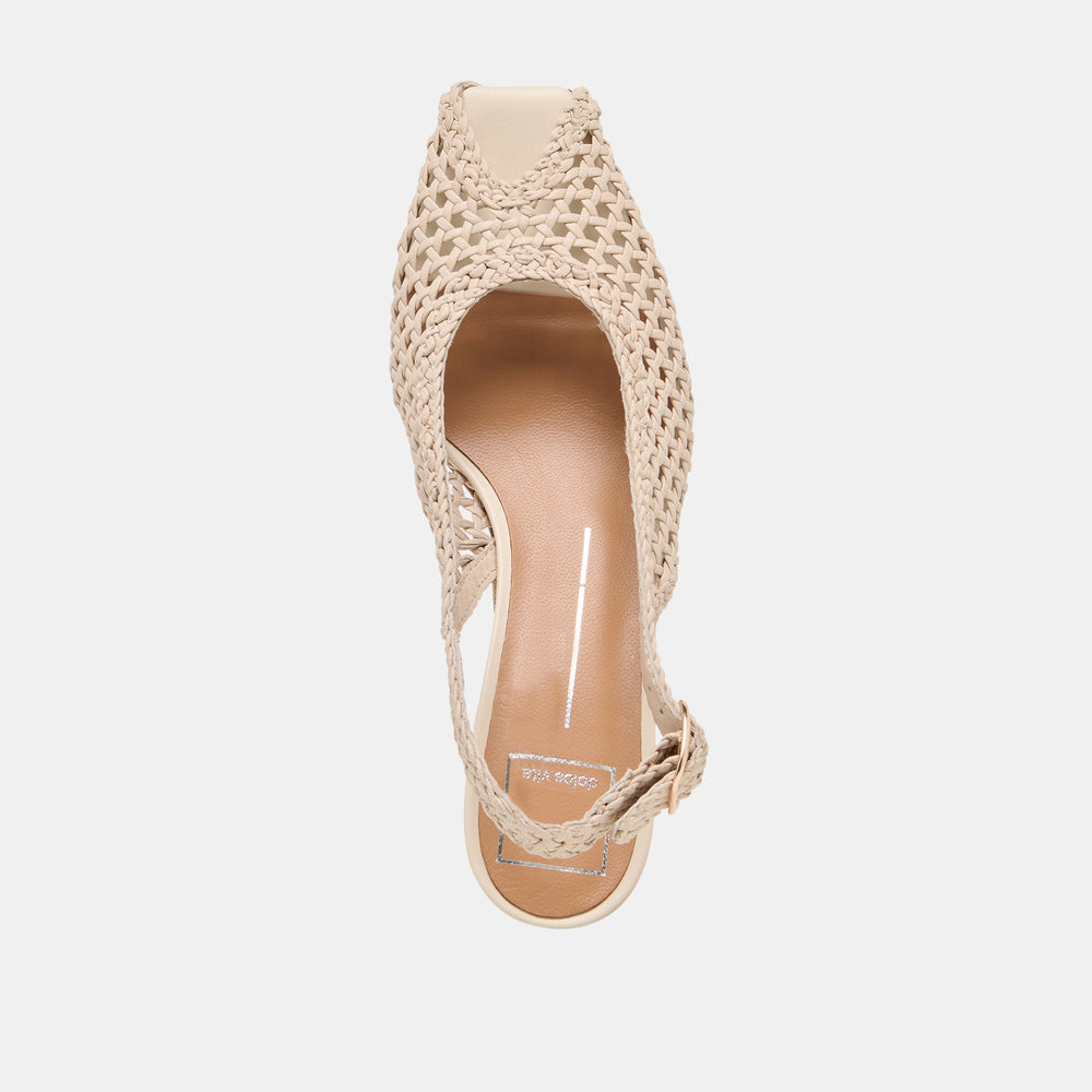 REMLA Bone Woven Leather Peep-Toe Kitten Heel / Dolce Vita