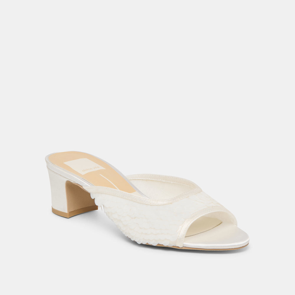 Inga Off White Satin Heels / Dolce Vita