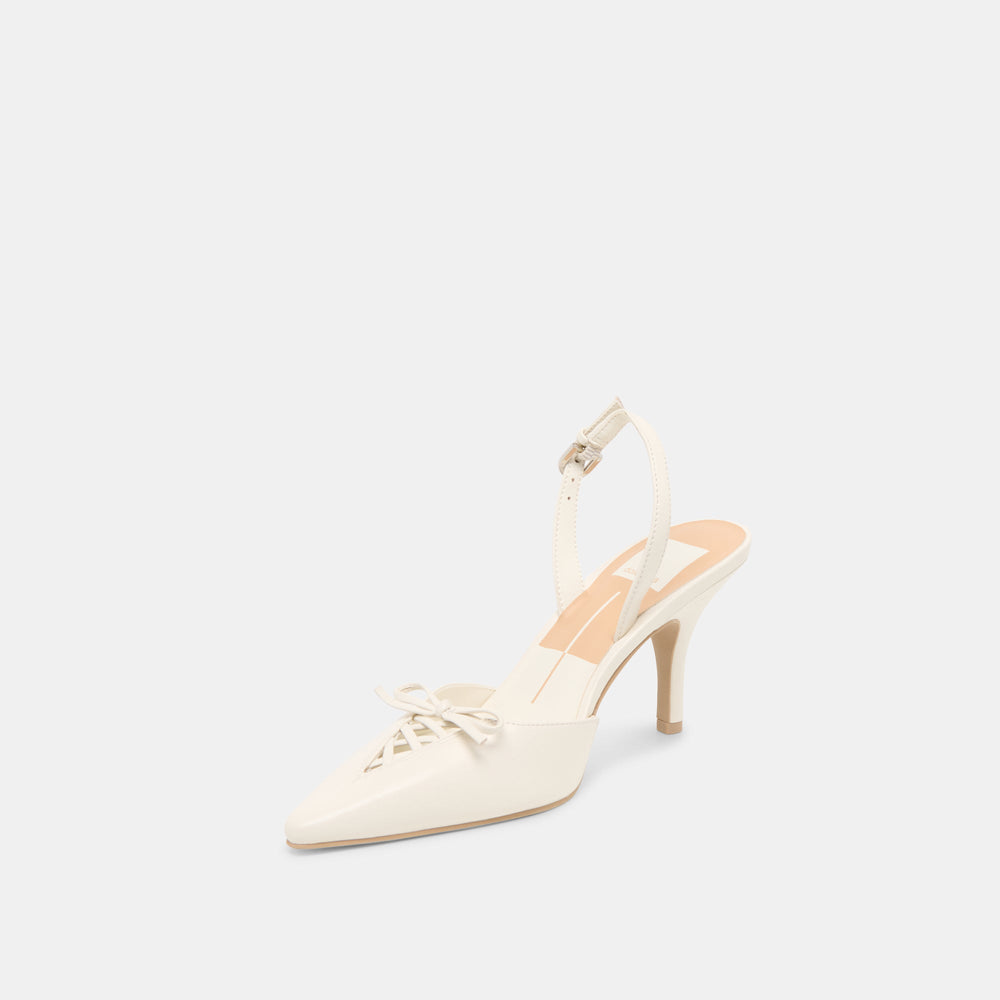 Hamya White Leather Heels / Dolce Vita