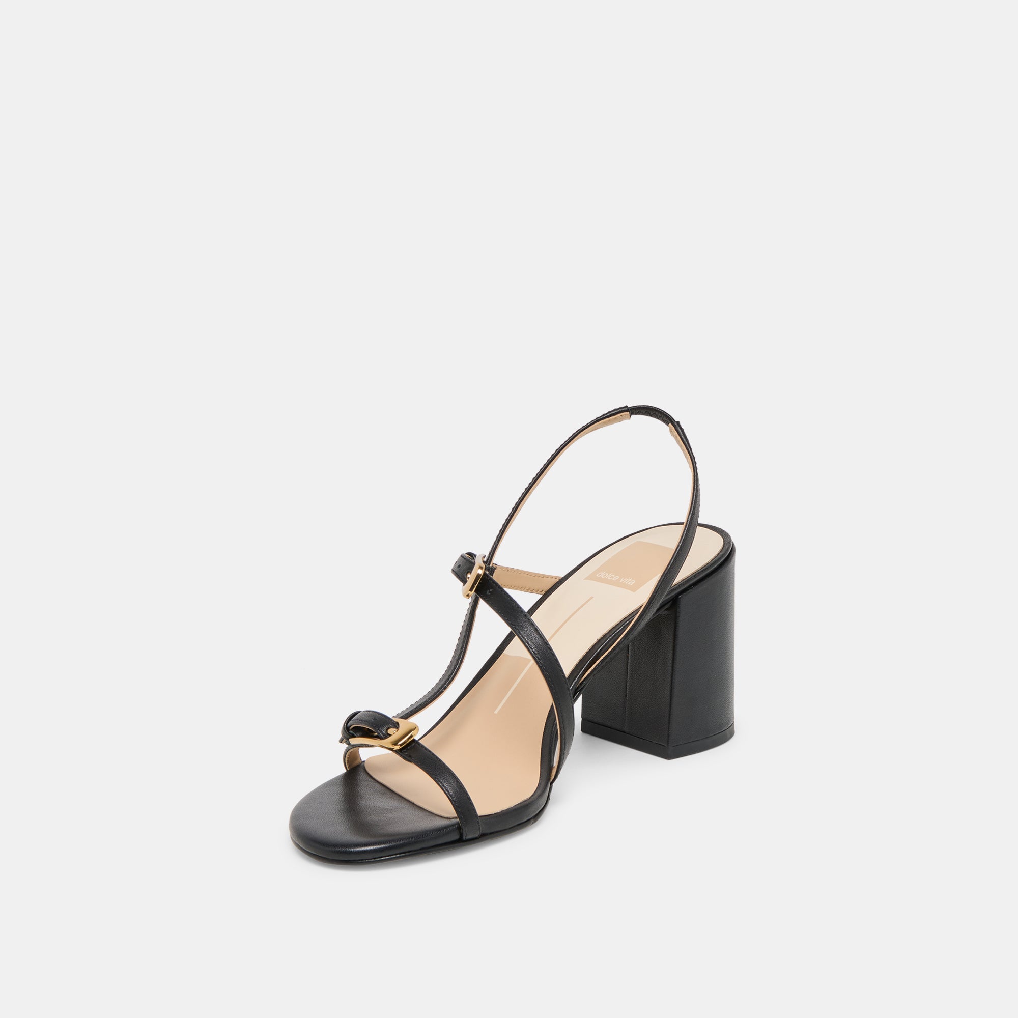 Faye Black Leather Heels / Dolce Vita