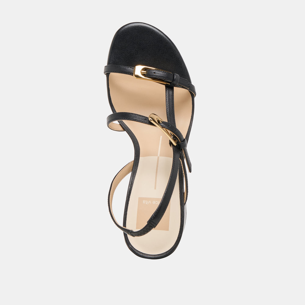 Faye Black Leather Heels / Dolce Vita
