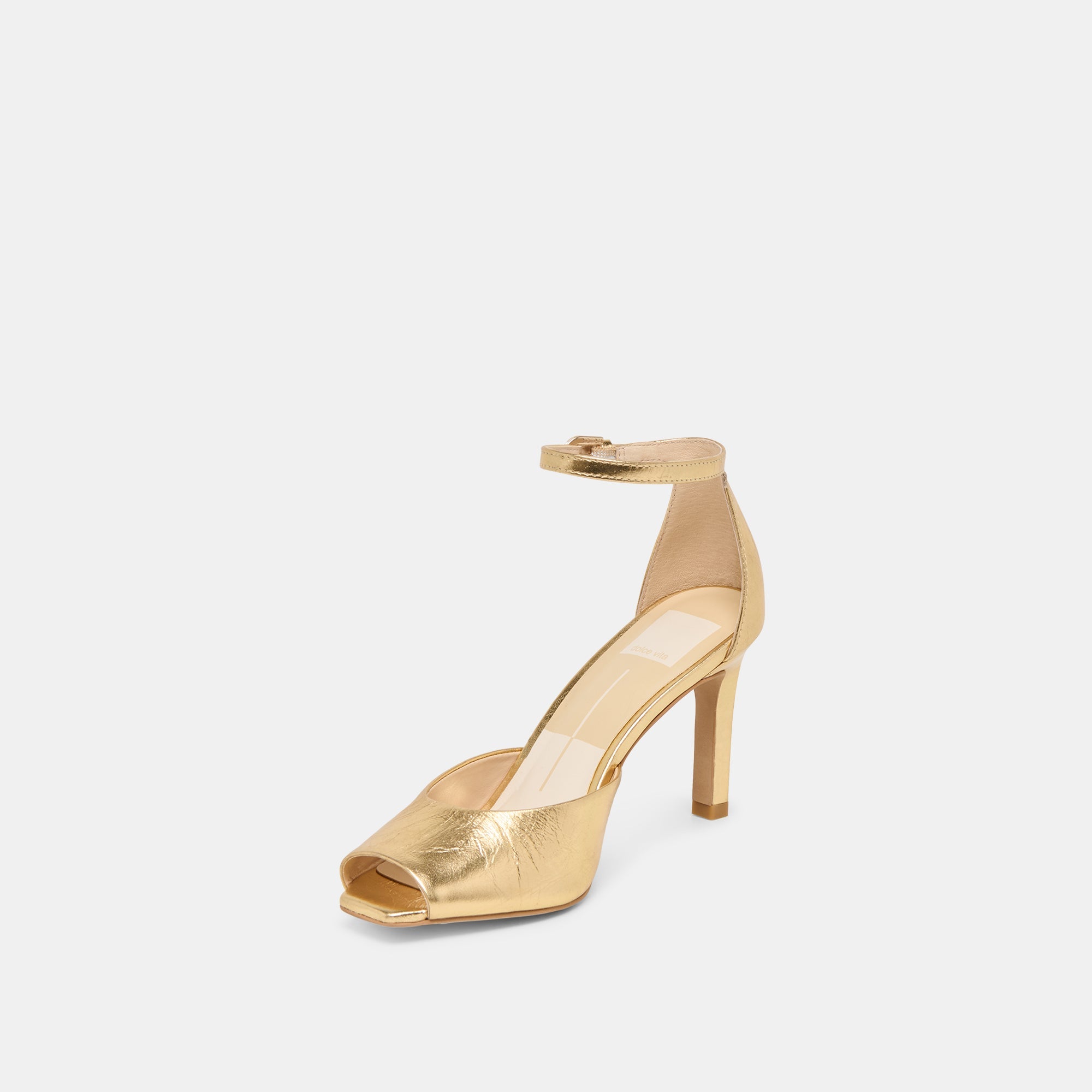 Serlo Gold Crinkle Patent Heels / Dolce Vita