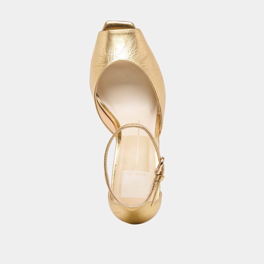 Serlo Gold Crinkle Patent Heels / Dolce Vita