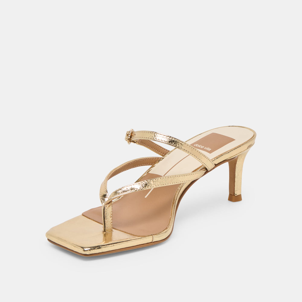 Biaga Gold Distressed Leather Heels / Dolce Vita