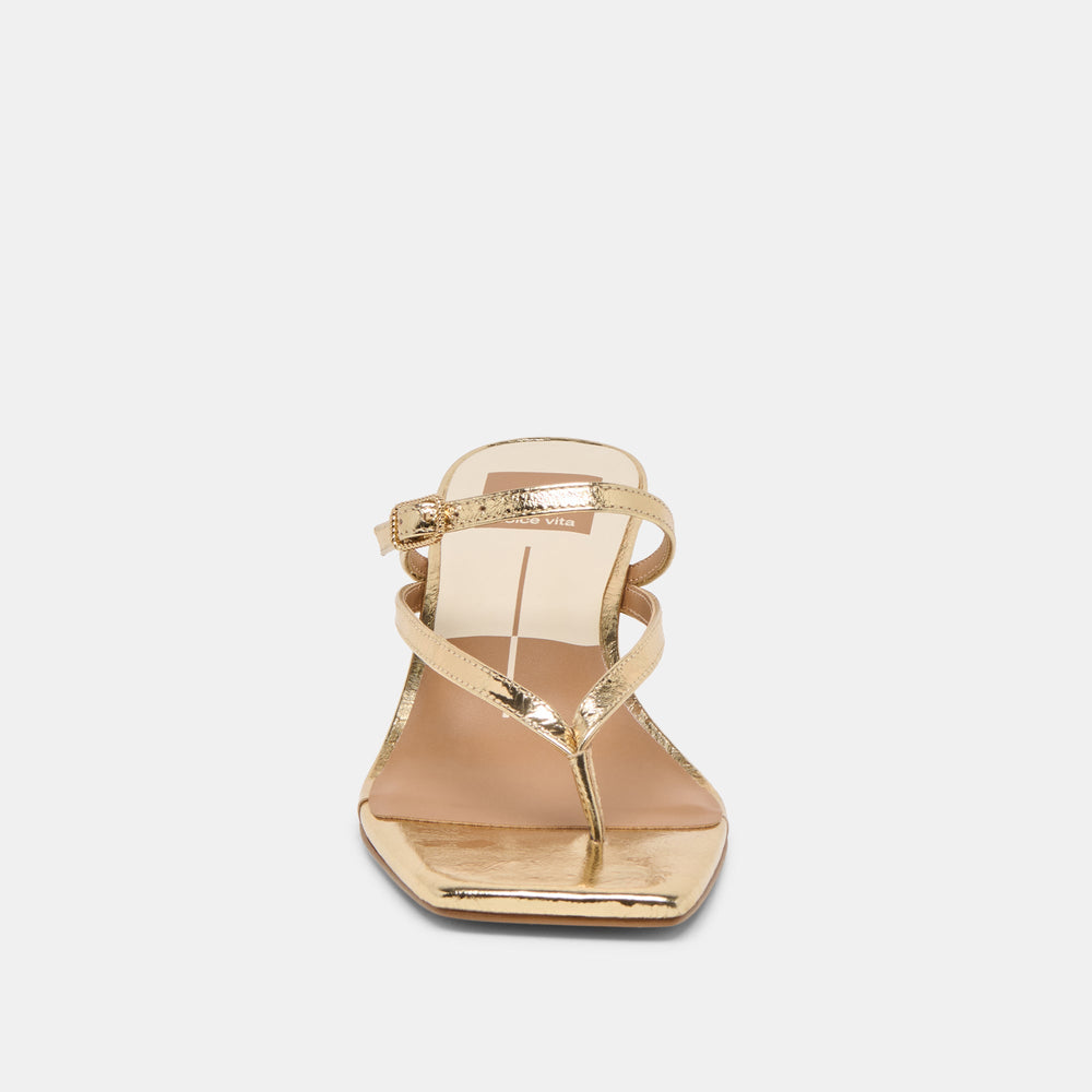 Biaga Gold Distressed Leather Heels / Dolce Vita