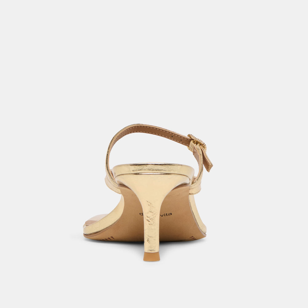 Biaga Gold Distressed Leather Heels / Dolce Vita