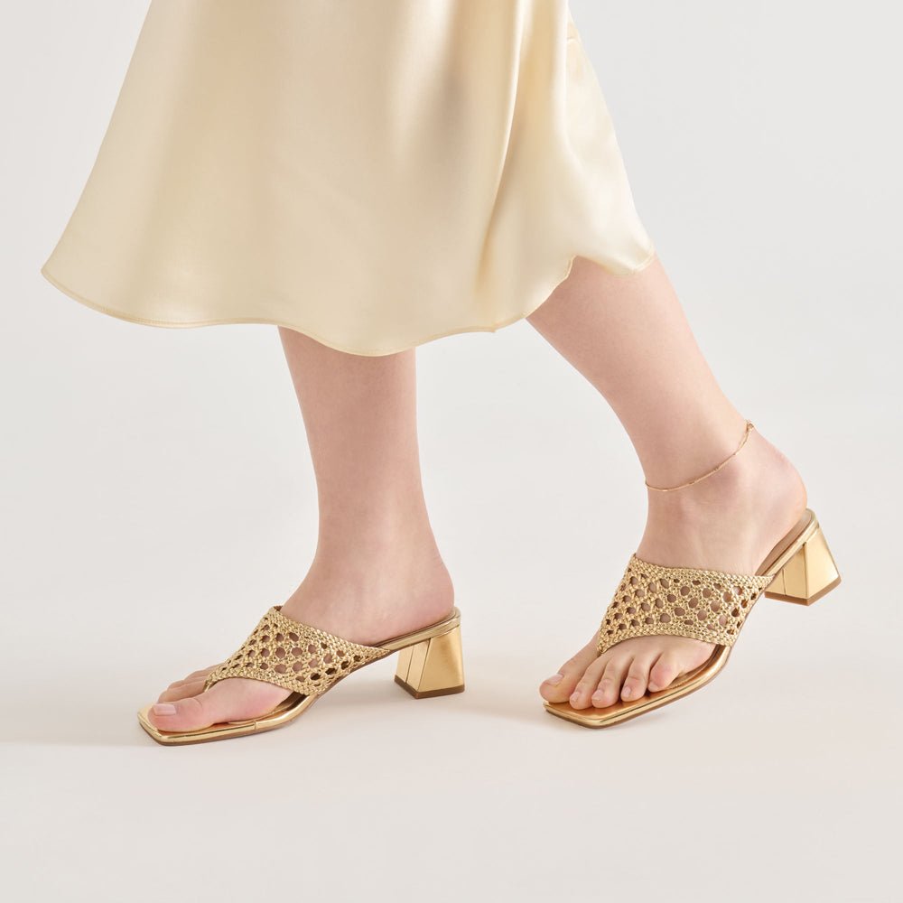 Barlo Gold Woven Stella Heels / Dolce Vita