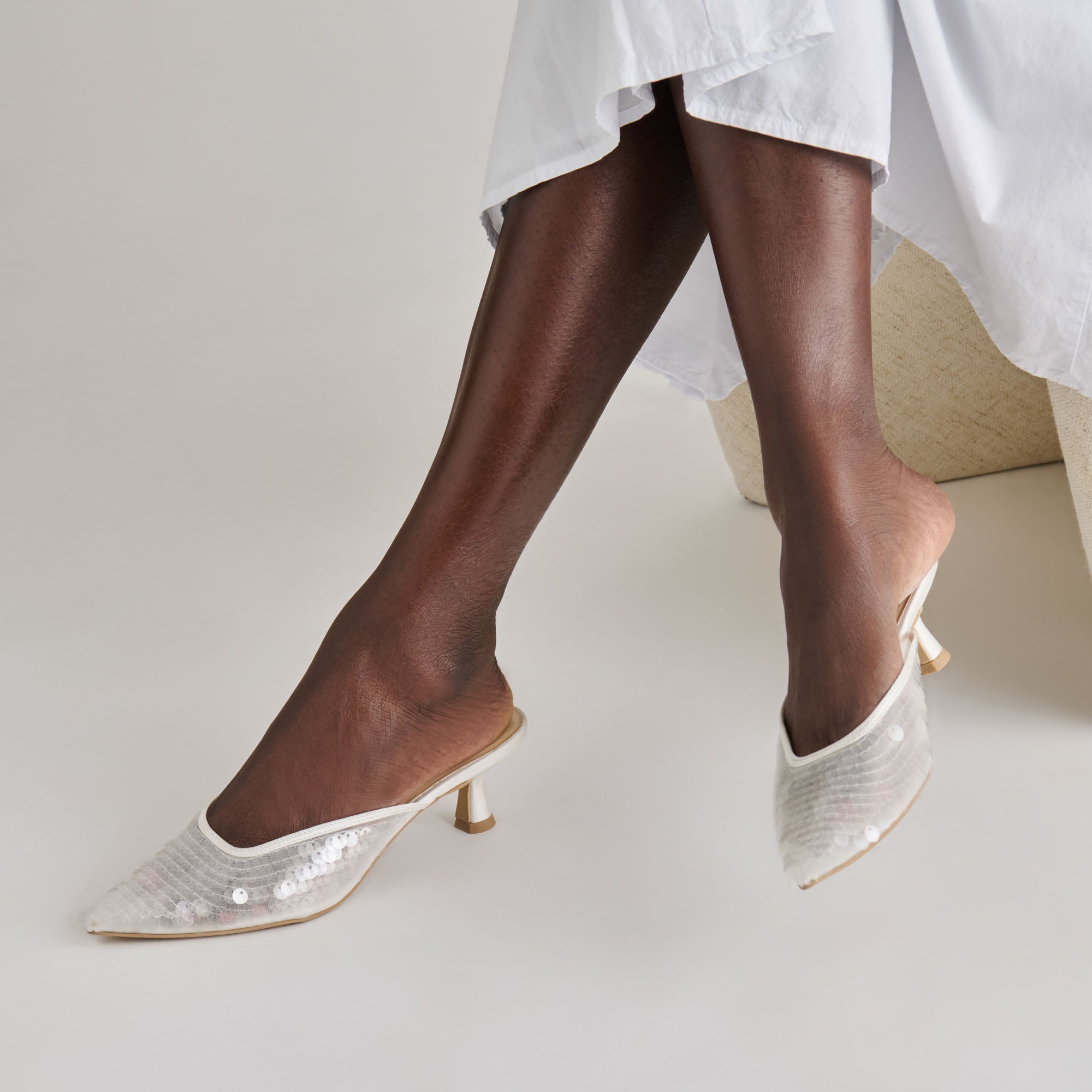 Cleo Ivory Sequin Heels / Dolce Vita