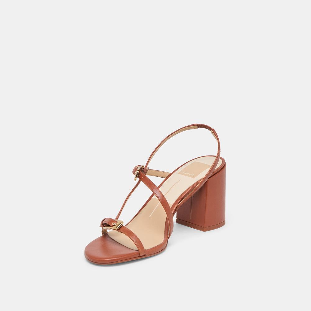 Faye Cognac Leather Heels / Dolce Vita