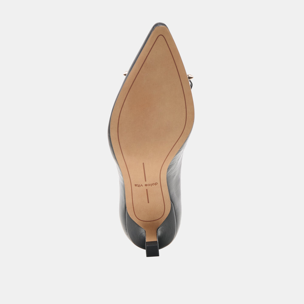 Clarie Midnight Crinkle Patent Leather Heels / Dolce Vita