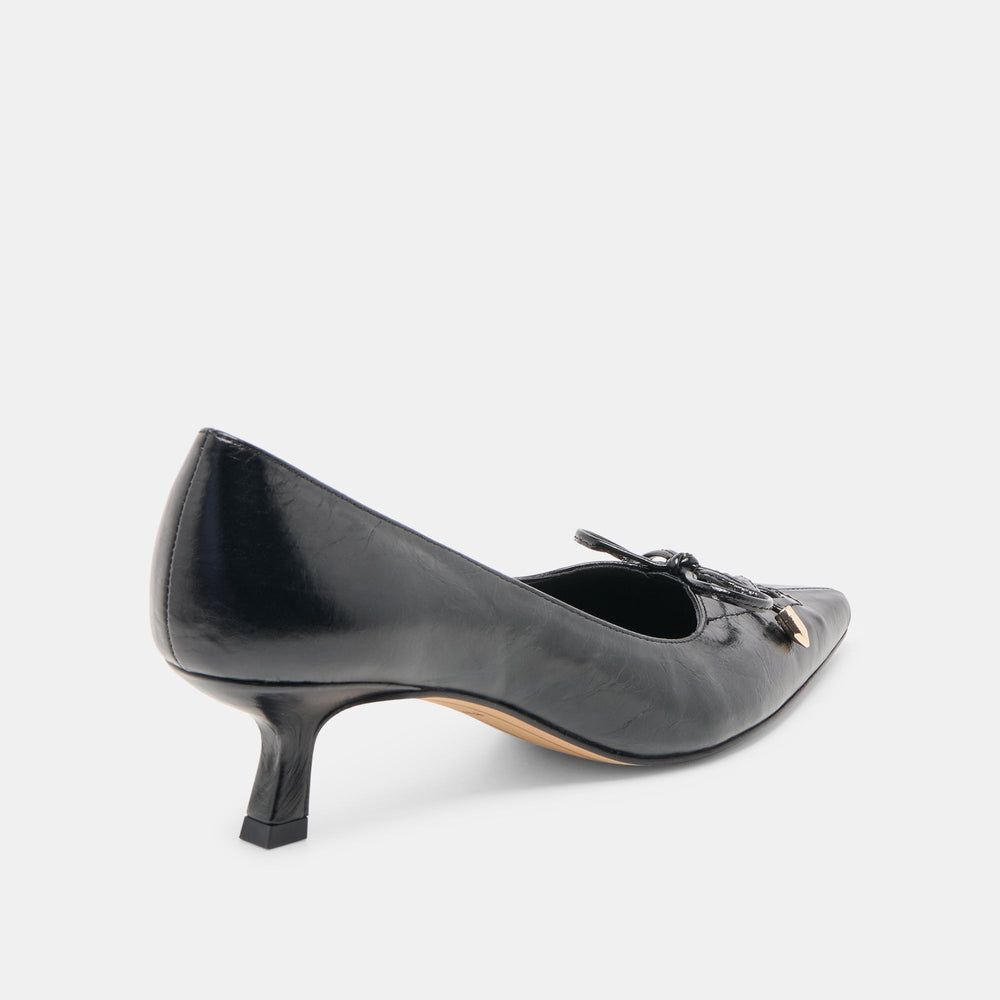 Clarie Midnight Crinkle Patent Leather Heels / Dolce Vita
