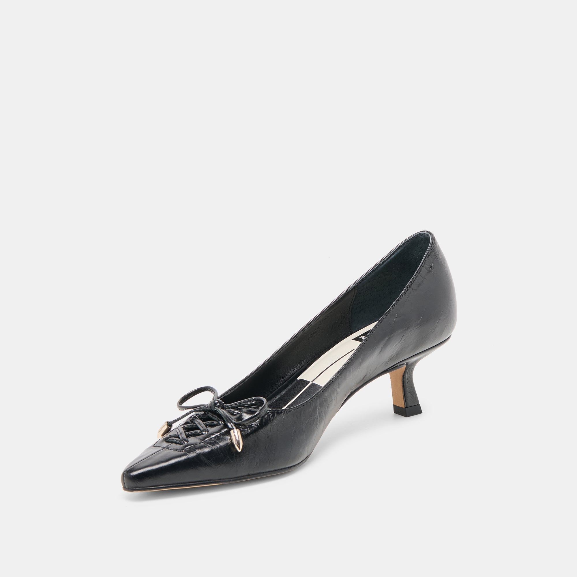 Clarie Midnight Crinkle Patent Leather Heels / Dolce Vita