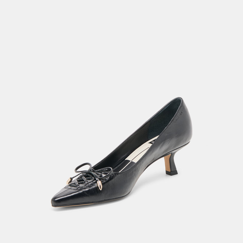 Clarie Midnight Crinkle Patent Leather Heels / Dolce Vita