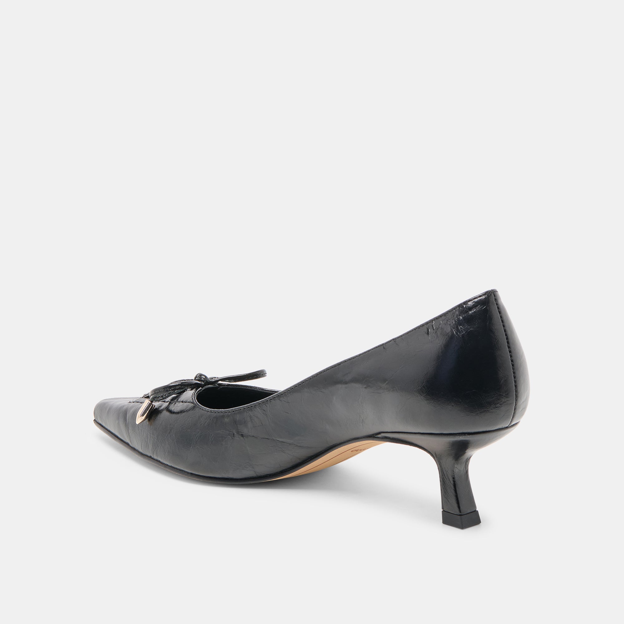 Clarie Midnight Crinkle Patent Leather Heels / Dolce Vita