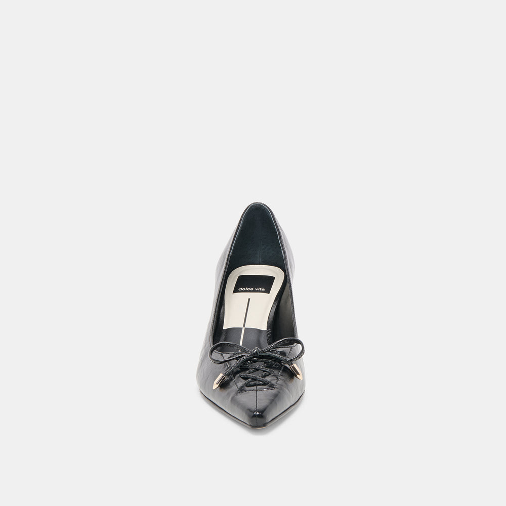 Clarie Midnight Crinkle Patent Leather Heels / Dolce Vita