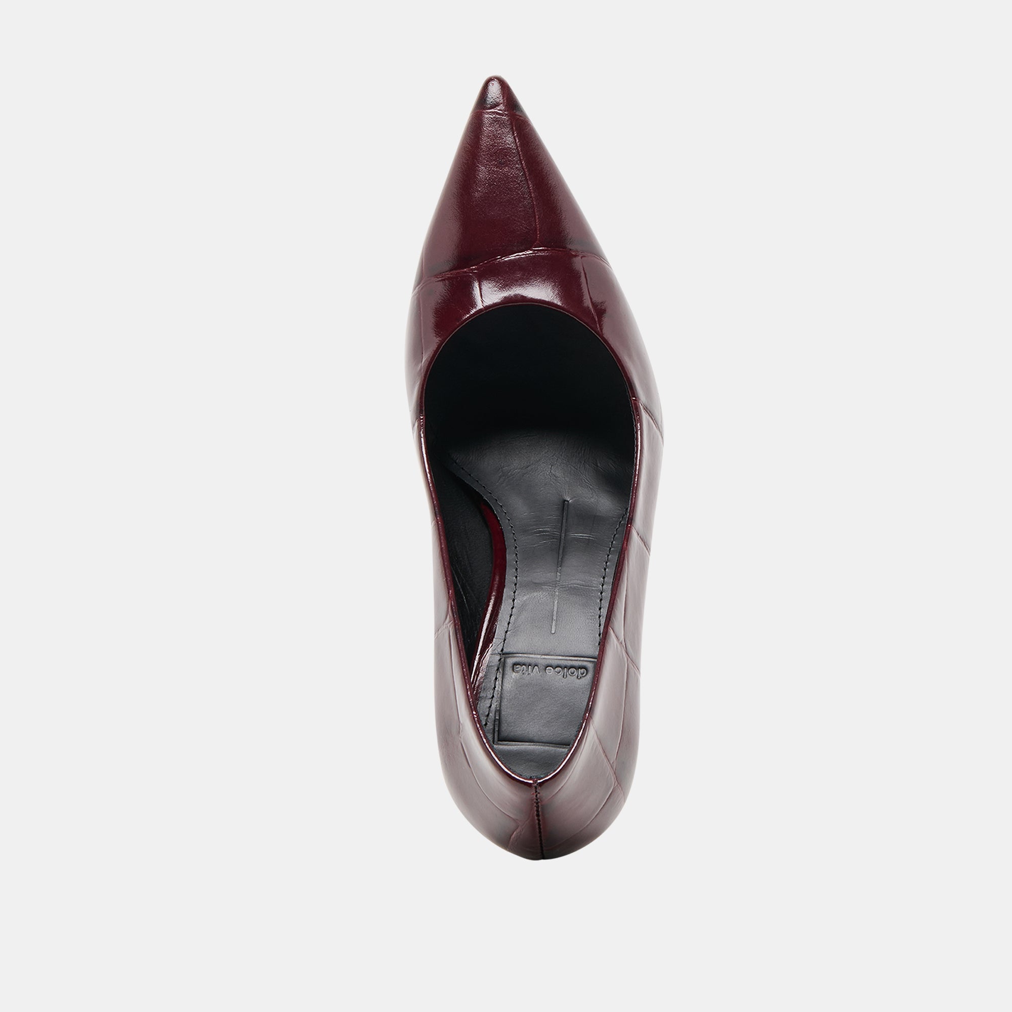 Misty Burgundy Croco Embossed Leather Heels / Dolce Vita