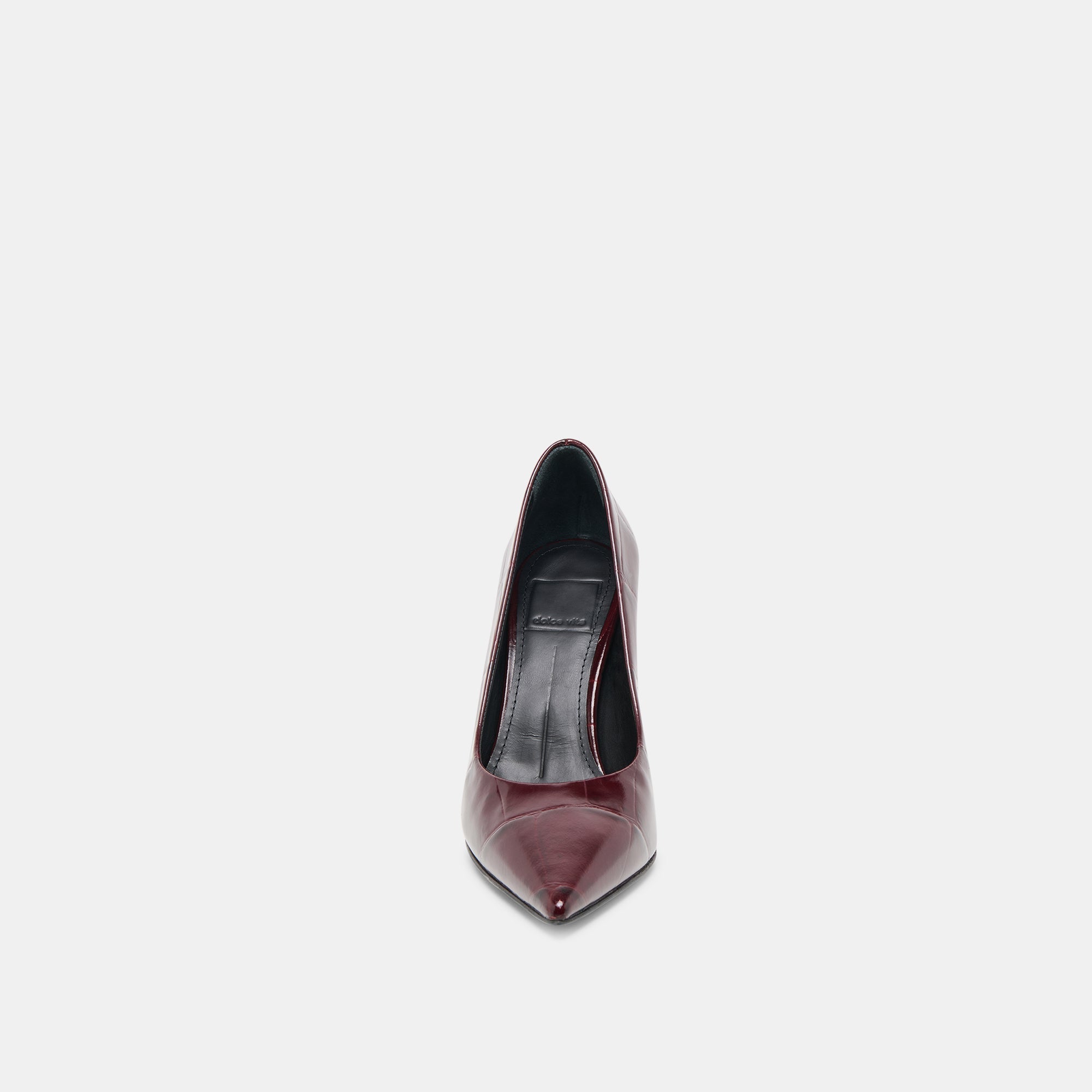 Misty Burgundy Croco Embossed Leather Heels / Dolce Vita