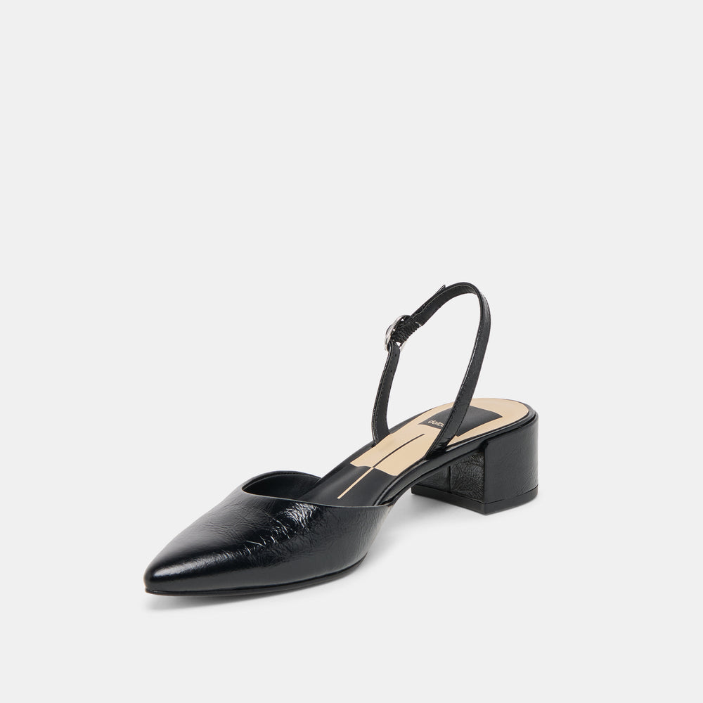 Carel Midnight Crinkle Patent Leather Heels / Dolce Vita