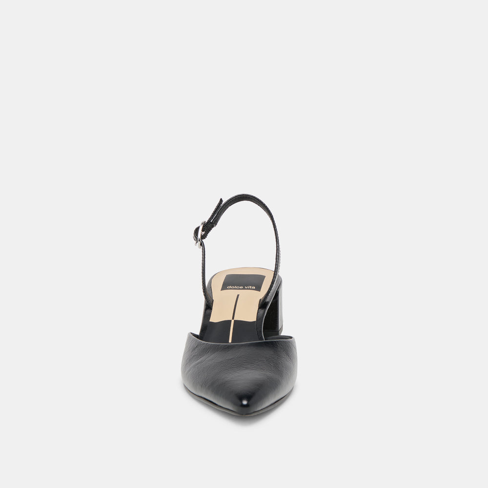 Carel Midnight Crinkle Patent Leather Heels / Dolce Vita