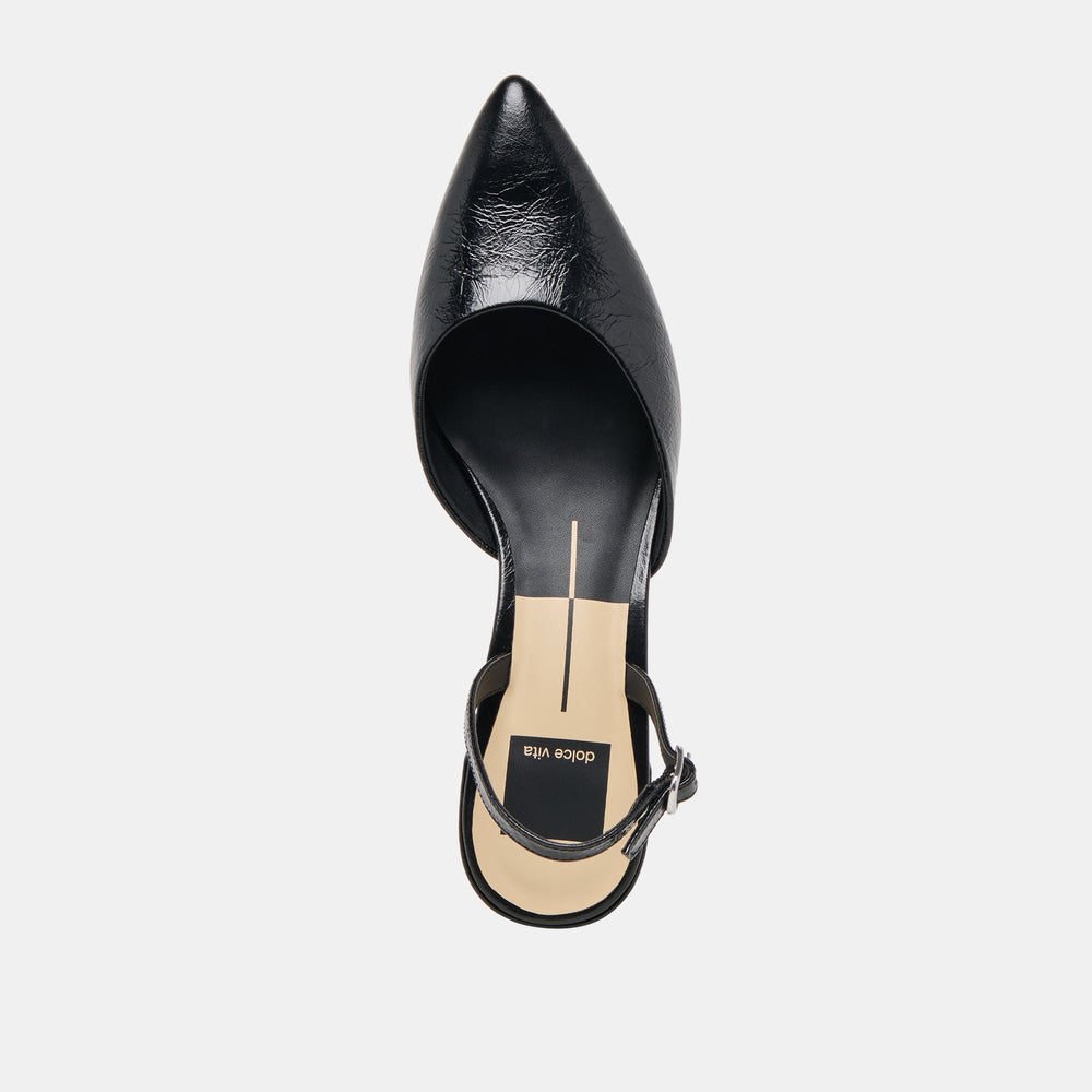 Carel Midnight Crinkle Patent Leather Heels / Dolce Vita