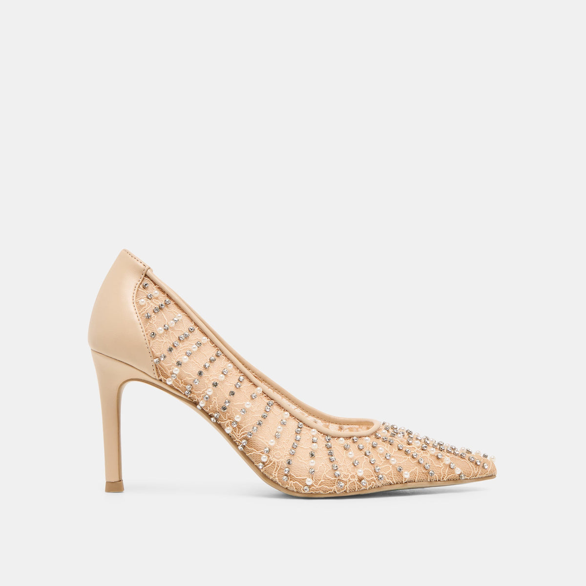 Kashe Pearl Blush Lace Mesh Heels / Dolce Vita