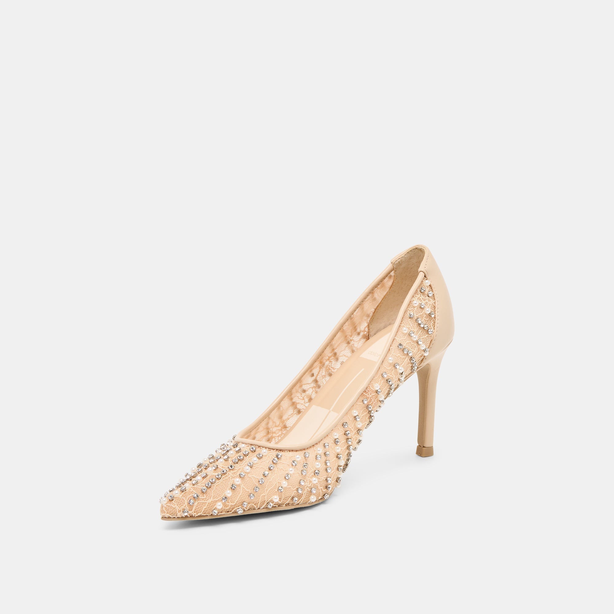 Kashe Pearl Blush Lace Mesh Heels / Dolce Vita