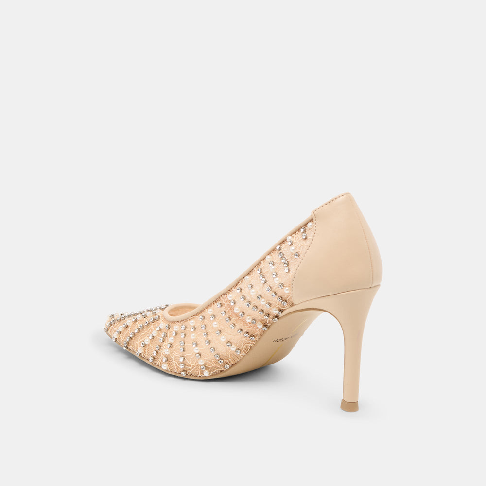 Kashe Pearl Blush Lace Mesh Heels / Dolce Vita