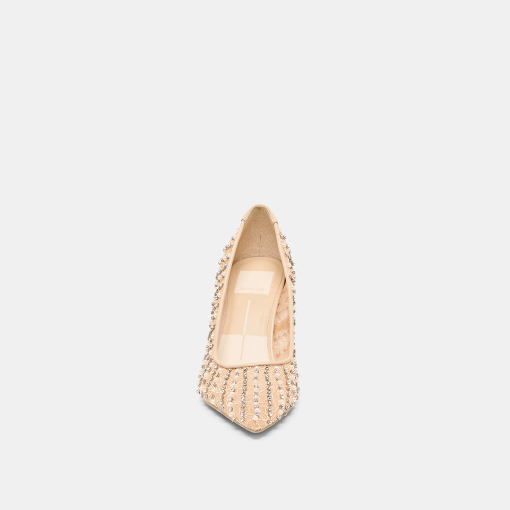 Kashe Pearl Blush Lace Mesh Heels / Dolce Vita