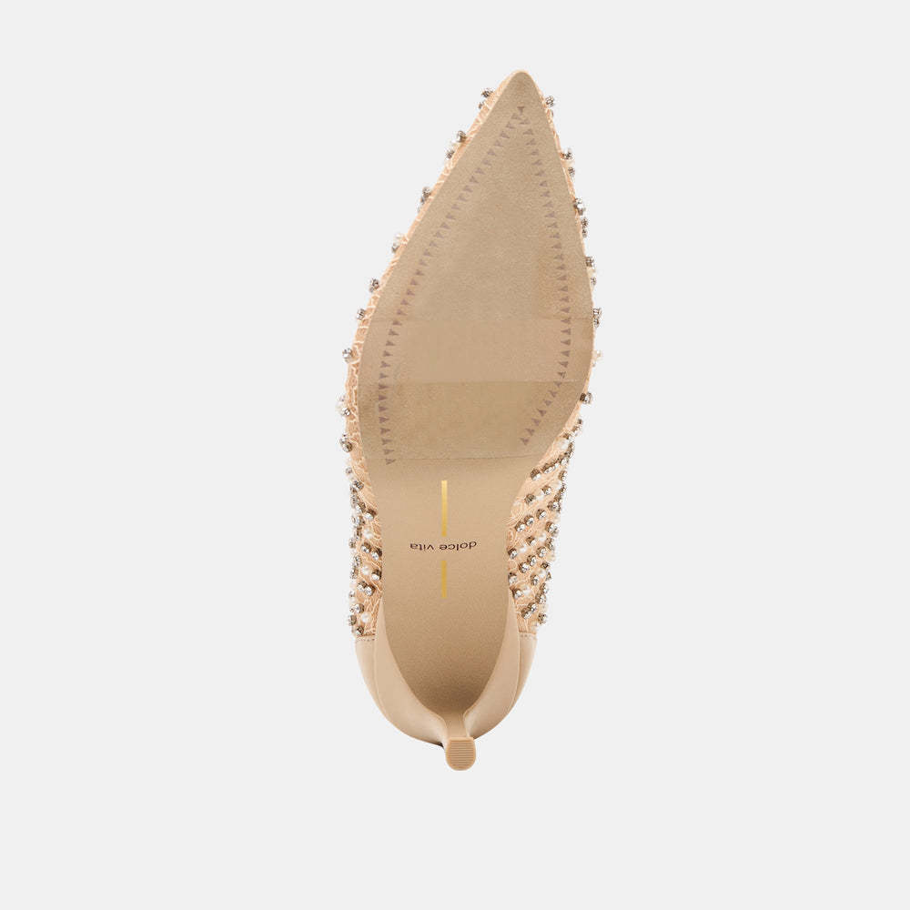 Kashe Pearl Blush Lace Mesh Heels / Dolce Vita