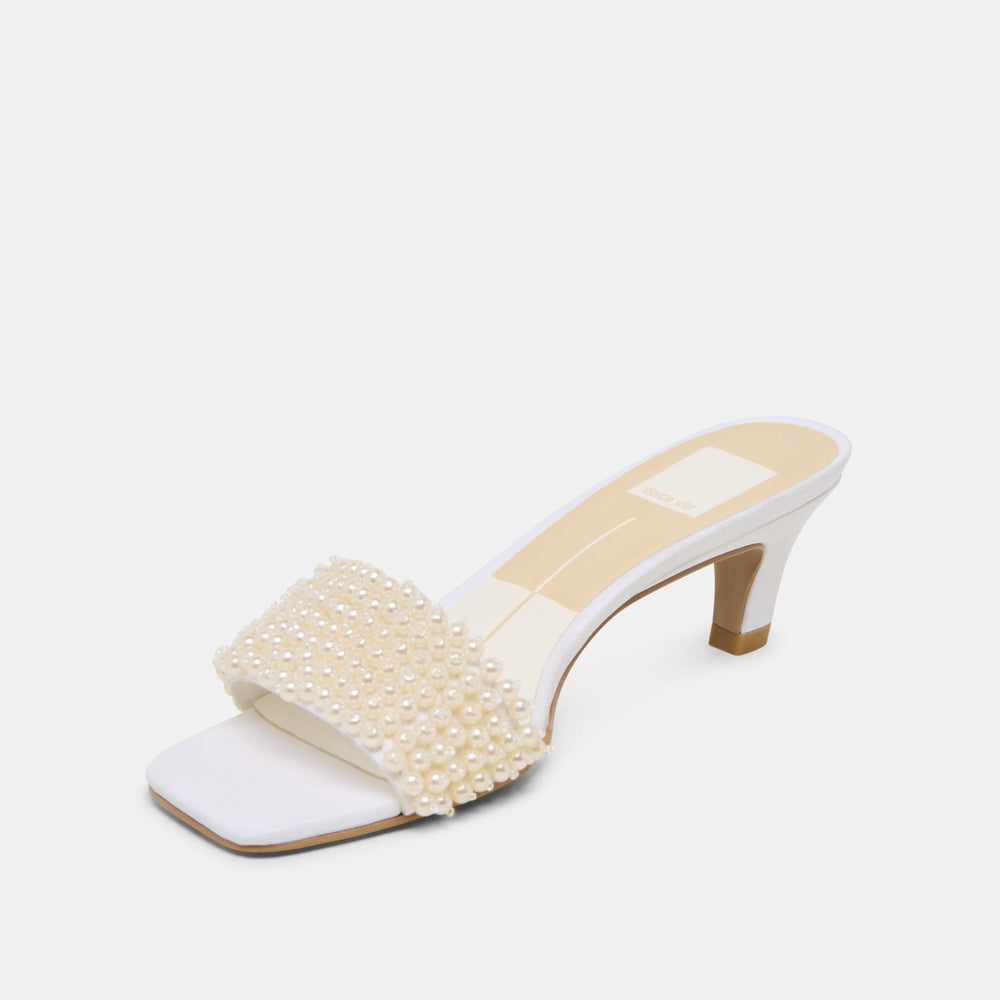 Rexa Pearl Off White Satin Heels / Dolce Vita