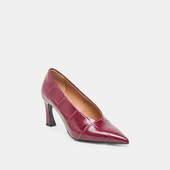 Midge Burgundy Croco Embossed Leather Heels / Dolce Vita