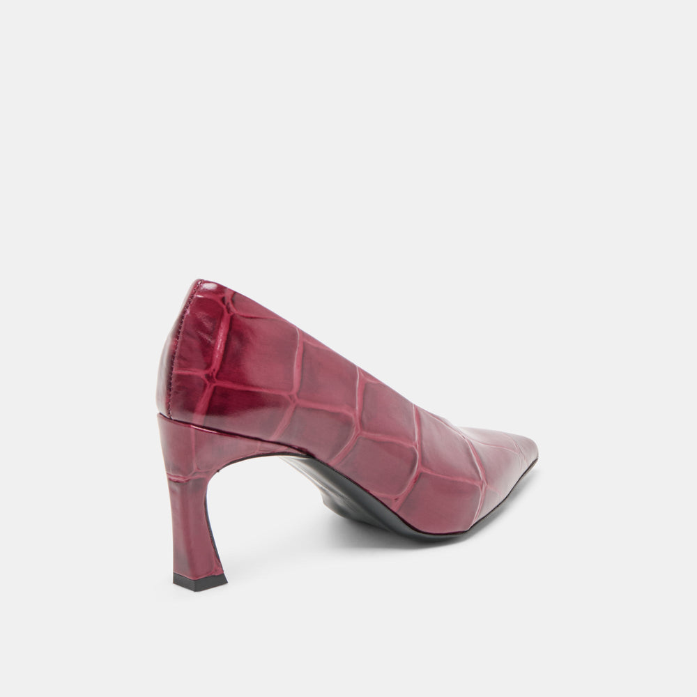 Midge Burgundy Croco Embossed Leather Heels / Dolce Vita