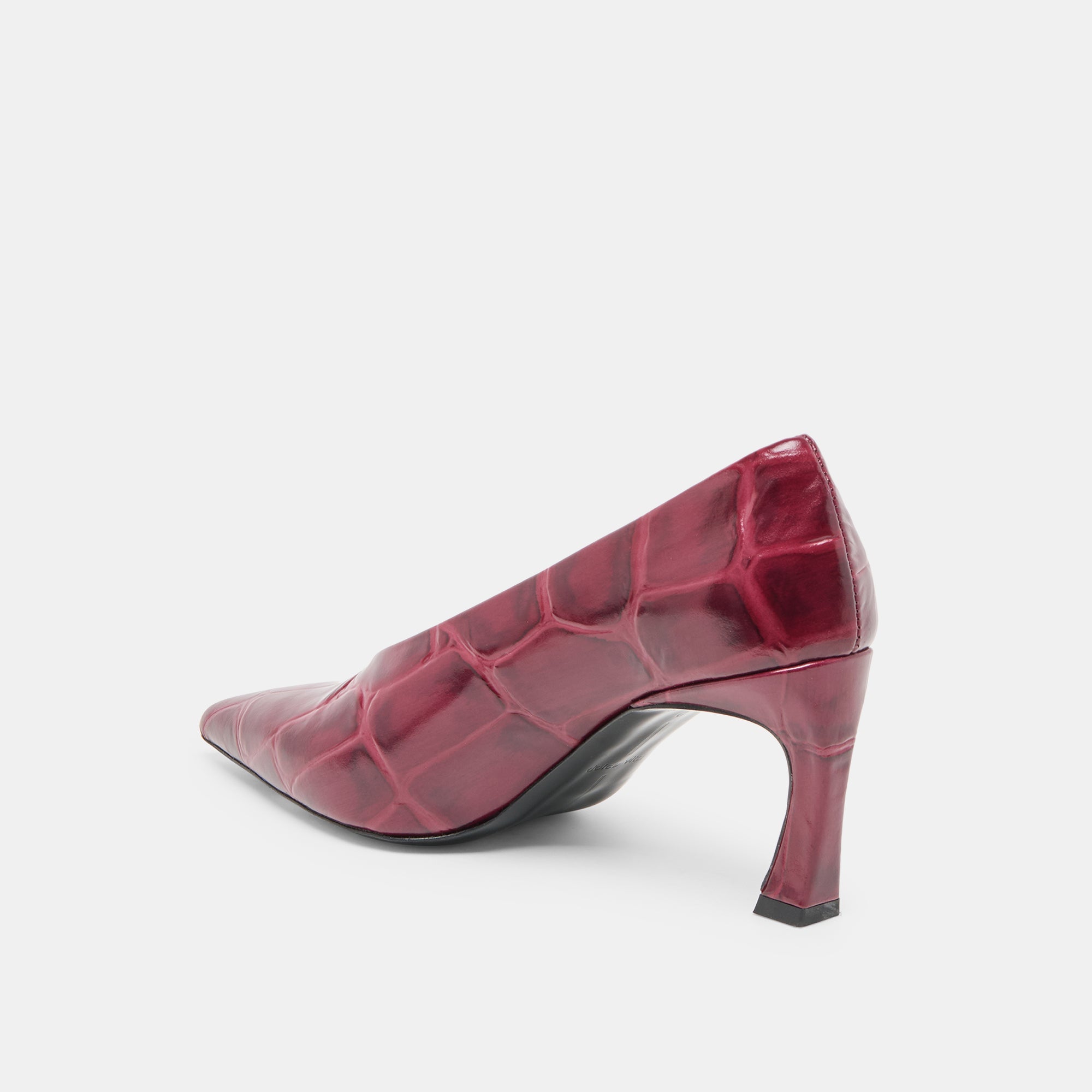 Midge Burgundy Croco Embossed Leather Heels / Dolce Vita