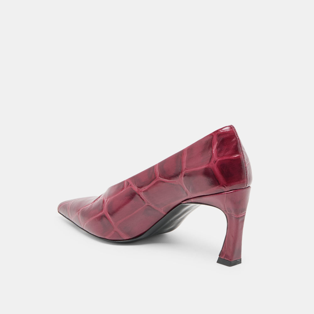 Midge Burgundy Croco Embossed Leather Heels / Dolce Vita