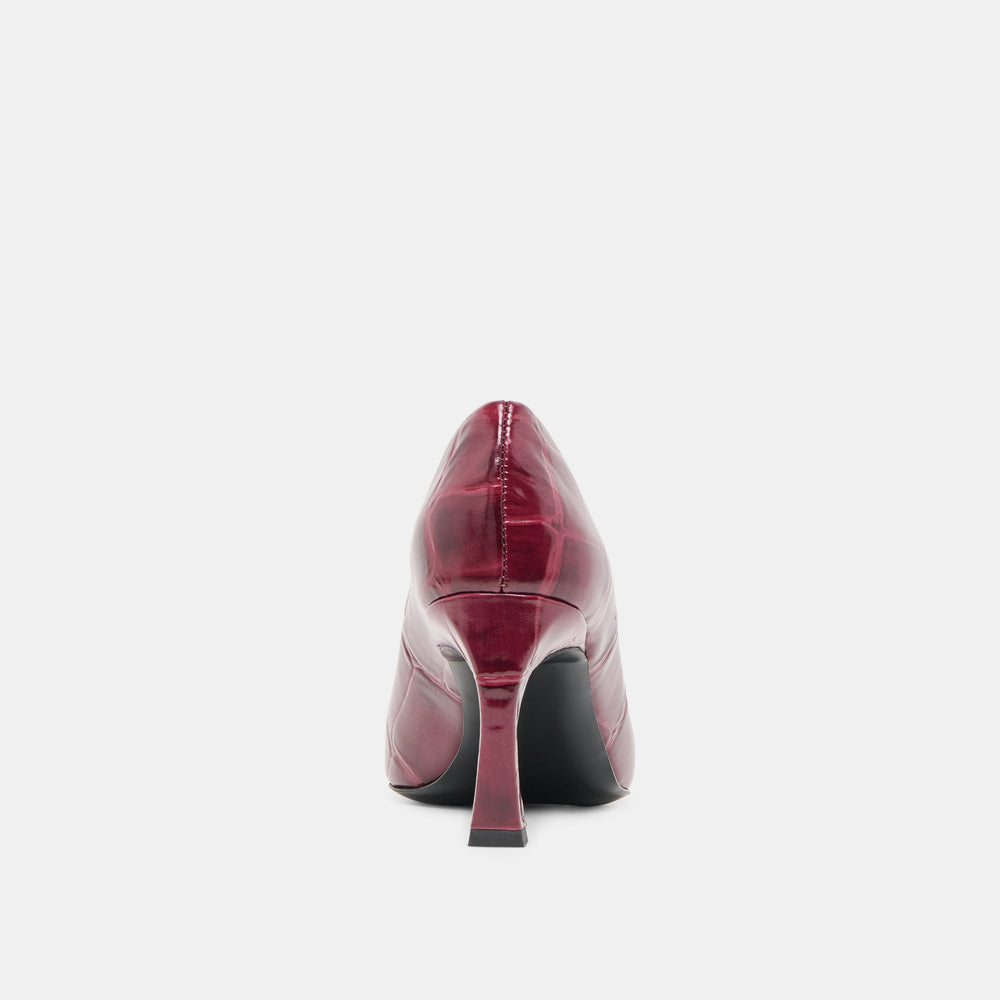 Midge Burgundy Croco Embossed Leather Heels / Dolce Vita
