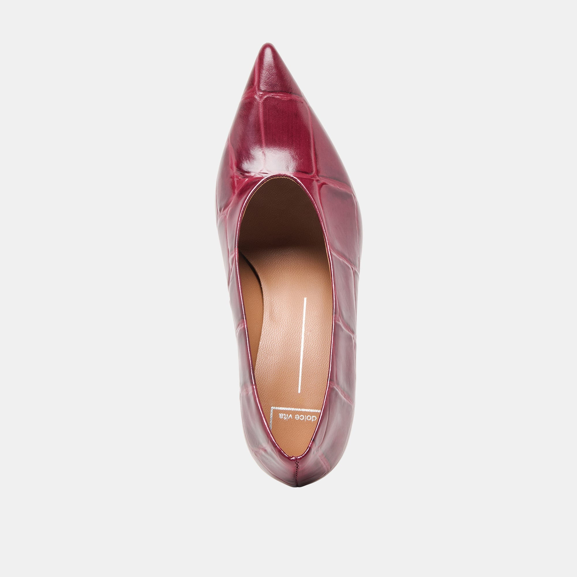 Midge Burgundy Croco Embossed Leather Heels / Dolce Vita