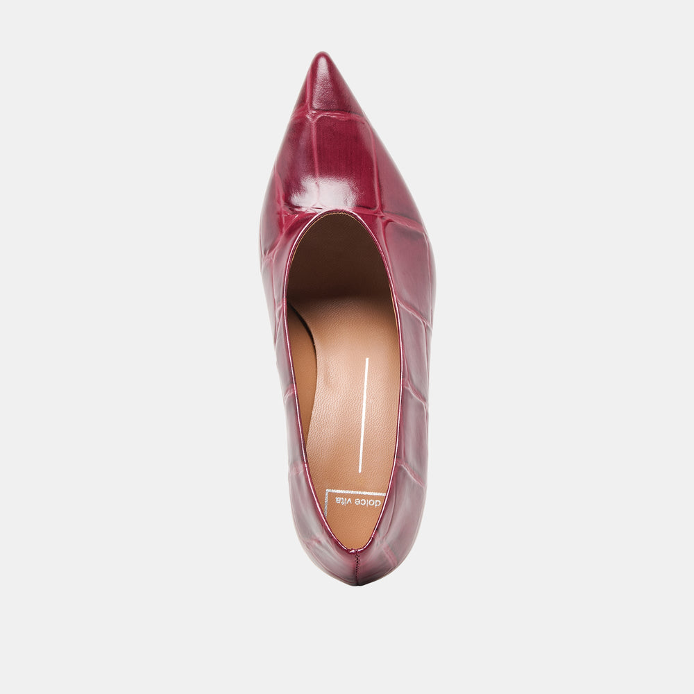 Midge Burgundy Croco Embossed Leather Heels / Dolce Vita