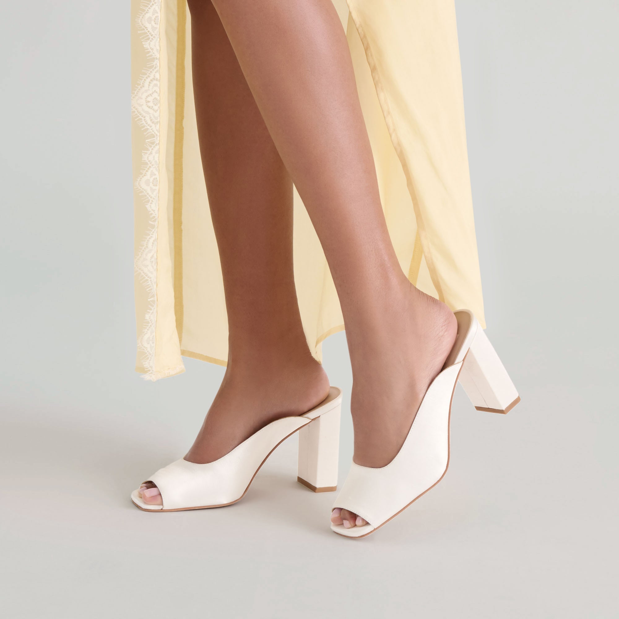 Sabela Off White Satin Heels / Dolce Vita