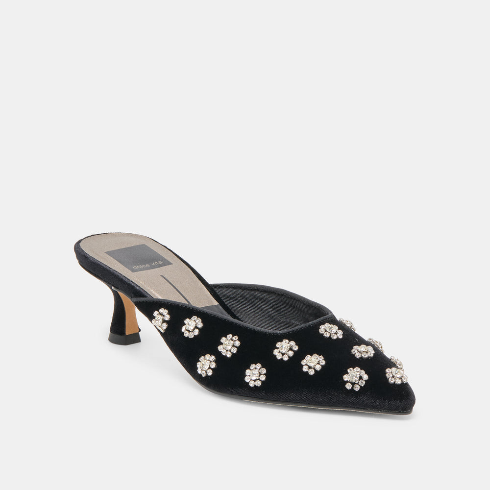 Clara Nero Velvet Heels / Dolce Vita