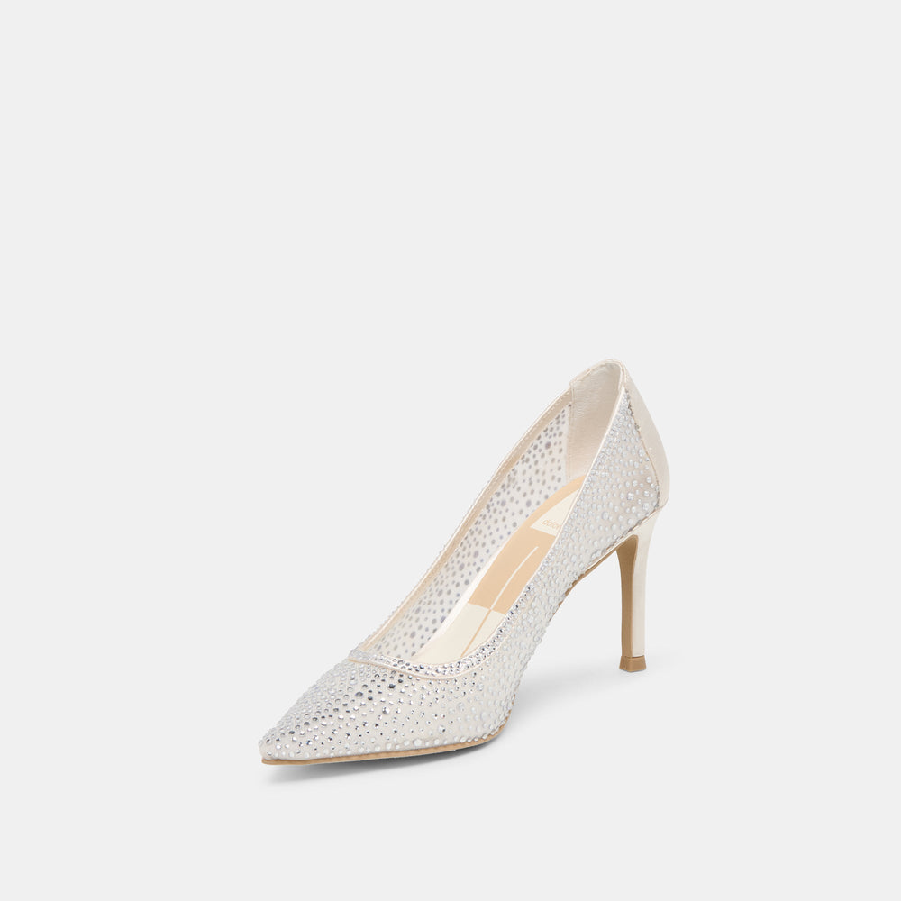 Kashe Crystal White Mesh Heels / Dolce Vita