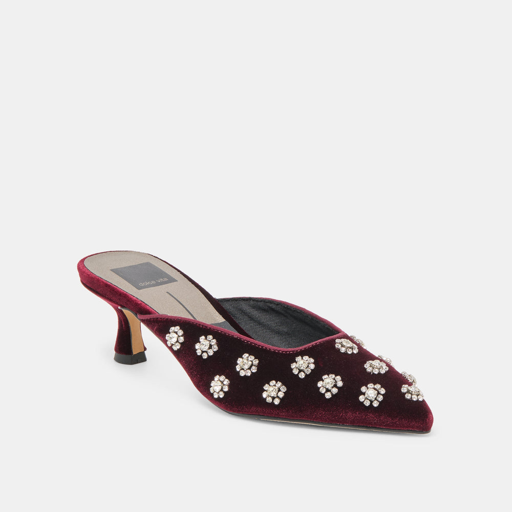 Clara Bordeaux Velvet Heels / Dolce Vita