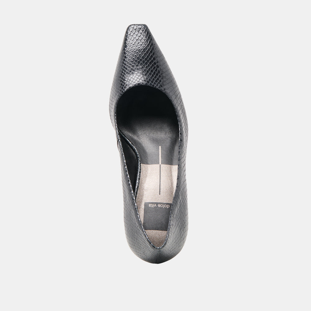 Briona Onyx Embossed Leather Heels / Dolce Vita