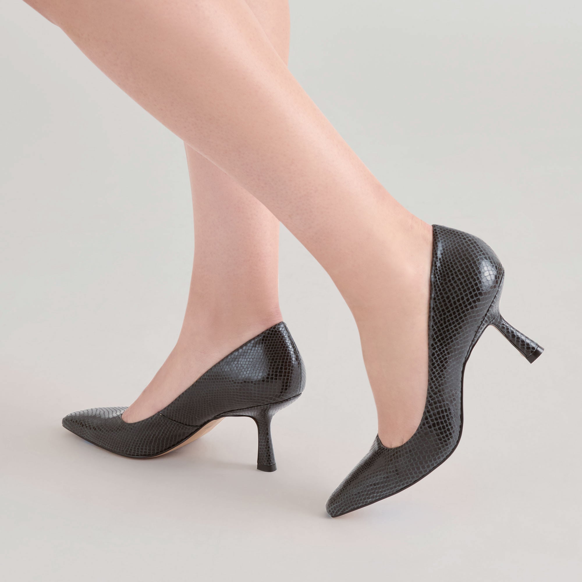 Briona Onyx Embossed Leather Heels / Dolce Vita