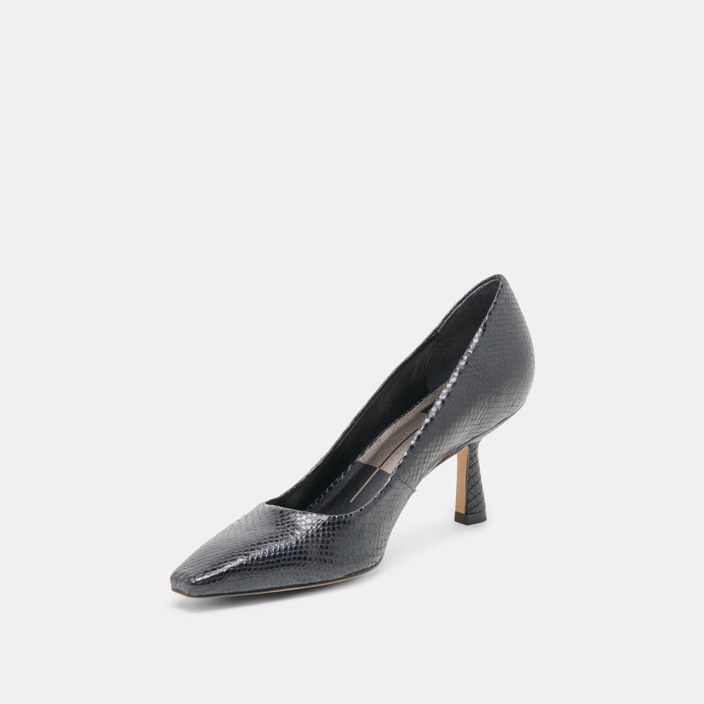 Briona Onyx Embossed Leather Heels / Dolce Vita