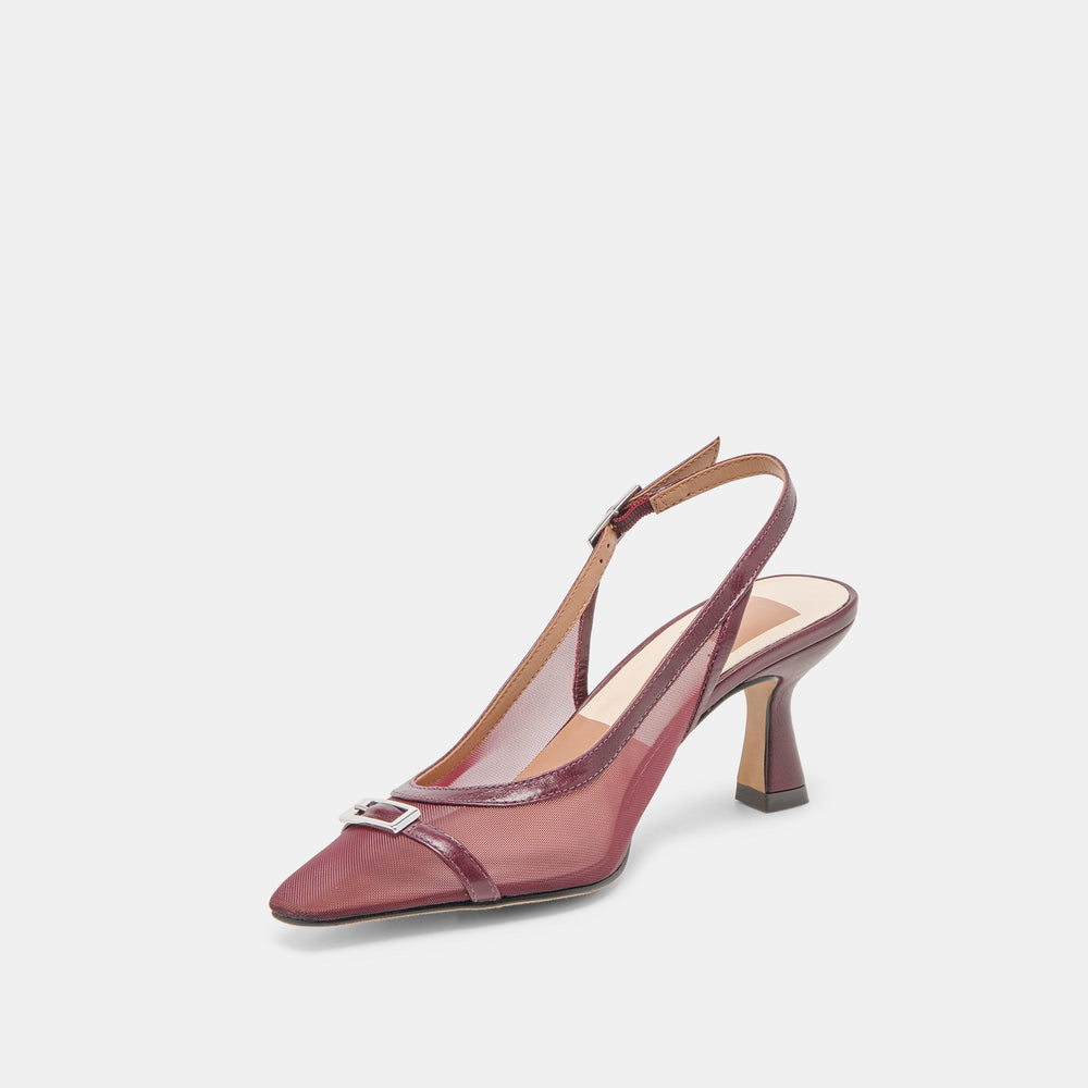 Lorine Burgundy Mesh Heels / Dolce Vita