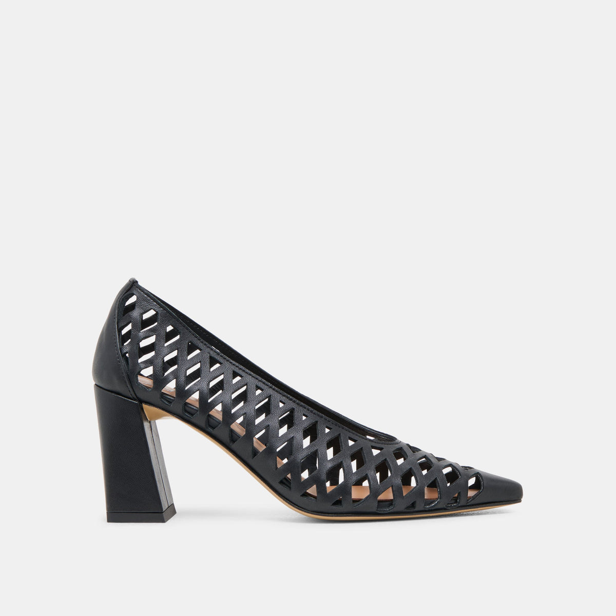 Tanya Black Woven Leather Heels / Dolce Vita