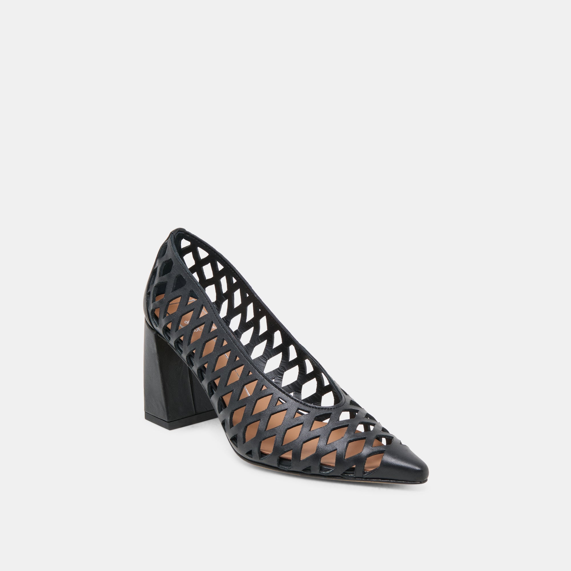 Tanya Black Woven Leather Heels / Dolce Vita